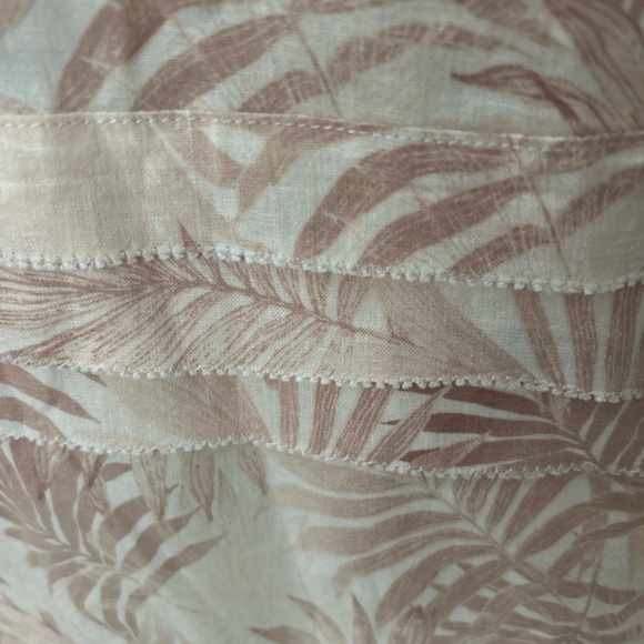 $198 FAHERTY size M Linen Blend Palm Print Sleeveless Midi Dress Pintucked - Picture 6 of 8